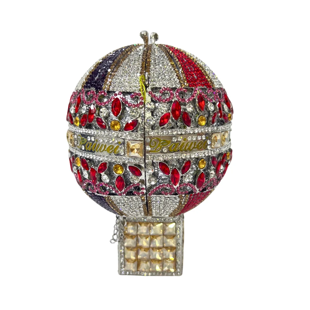 

Factory Ladies Hot Air Balloon Shape Rhinestone Crystal Purses Party Wedding Diamond Chain Evening Bag for Women