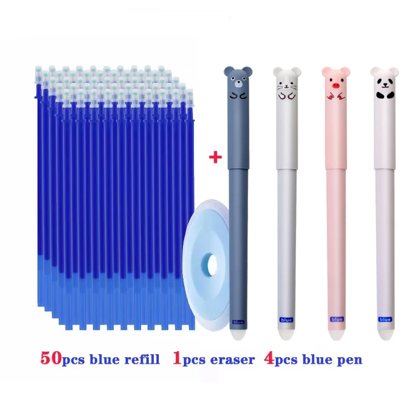 55 teile/los Löschbaren Gel Stift 0,5mm Refill Stange Magische Tinte Löschbaren Stift Waschbar Griff Büro Schule Schriftlich Werkzeuge Kawaii schreibwaren