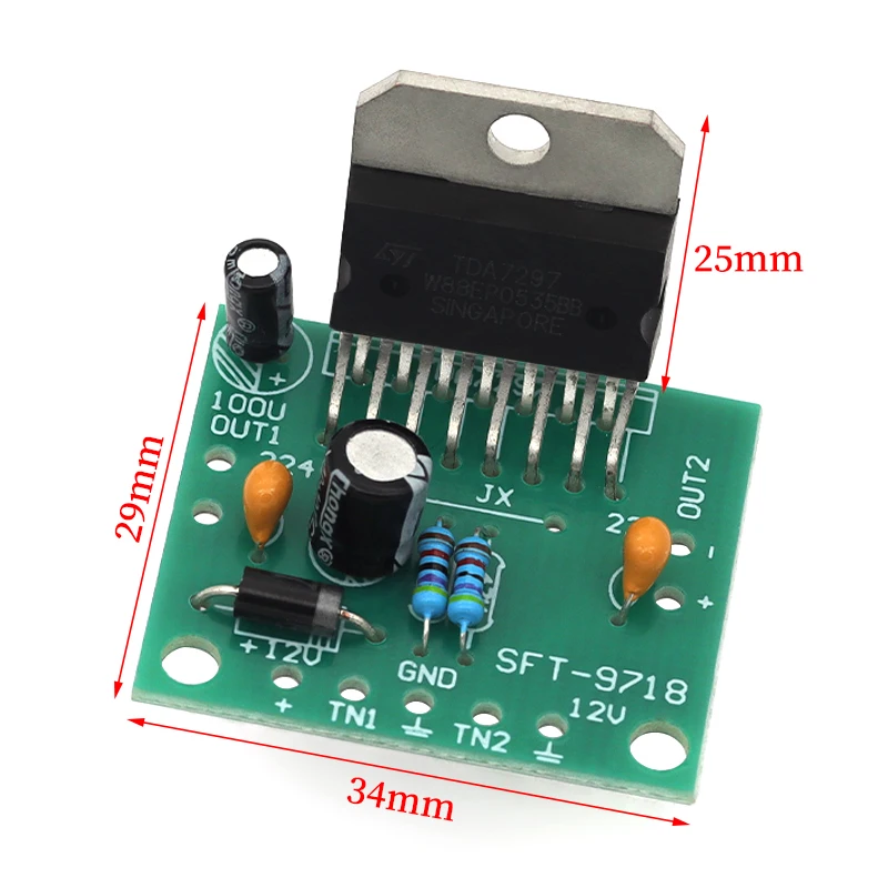 TDA7297 Power Amplifier Board DC12V Pure Rear Stage 2.0 Dual Channel 15W+15W Electronic DIY Amp Module Kit