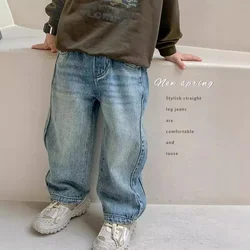 New 2025 Boys Classic Jeans Long Trousers Child Vintage Loose Straight Denim Pants Teen Spring Autumn Casual Clothing