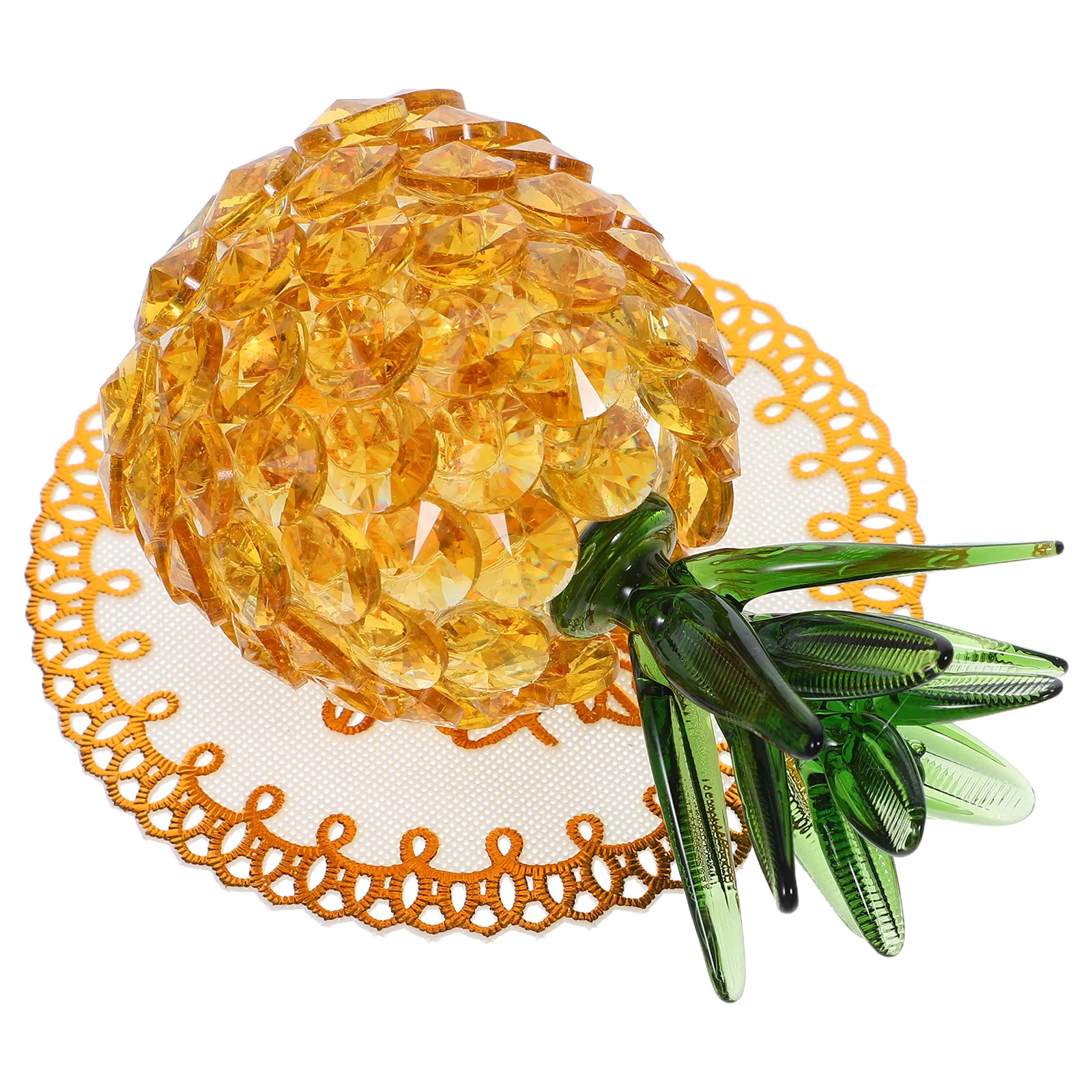 Paper Weight Crystal - Yellow Crystal Pineapple Glass Sculpture Decorative