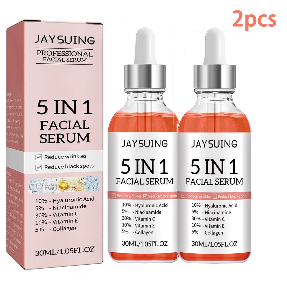 Sérum Facial 5 em 1 Vitamina C Hidratante Clareador Anti-idade Niacinamida Ácido Hialurônico Cuidados com a Pele 30ml