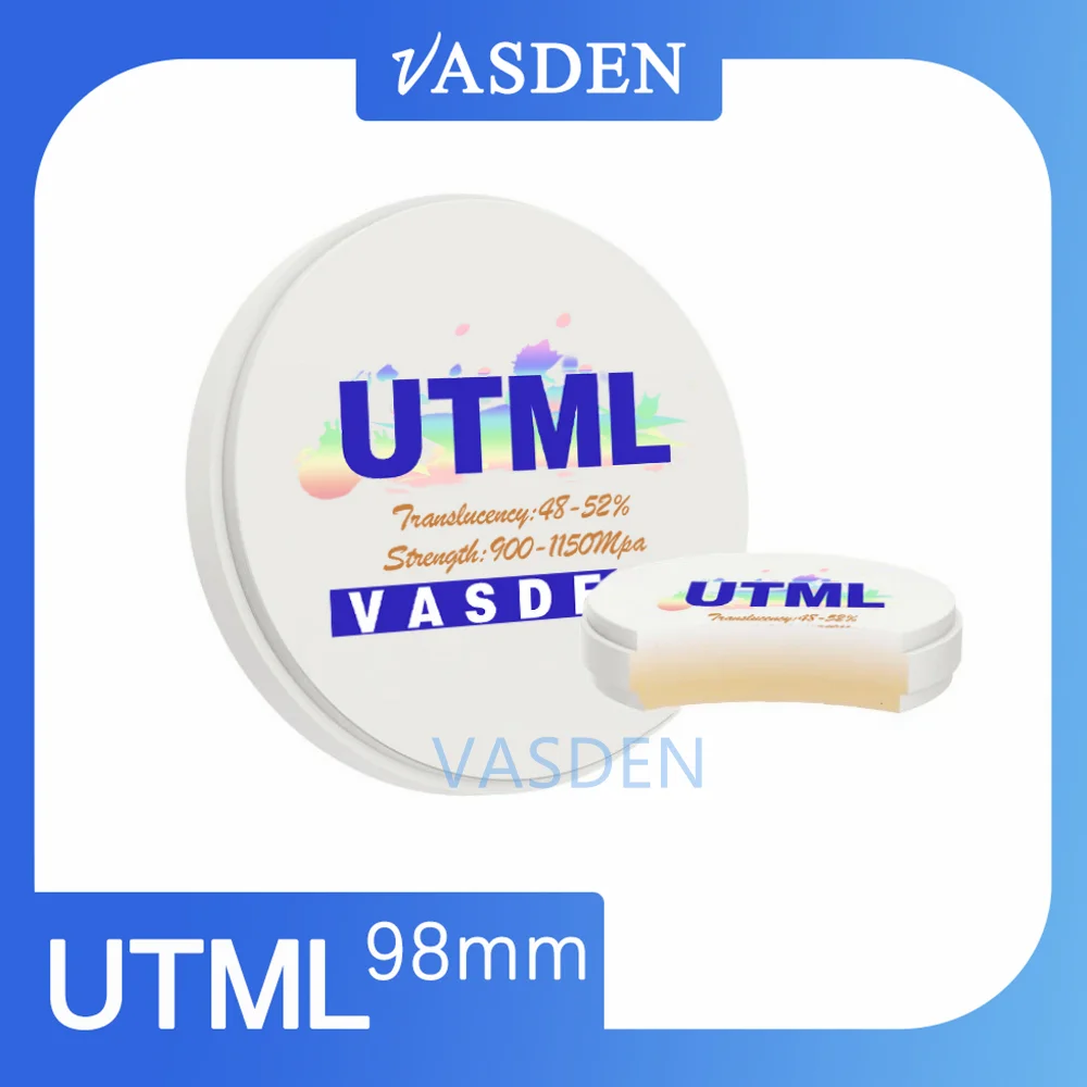 98MM Vasden 3D UTML Multilayer Zirconia Block Dental Open System CAD CAM Implant Denture Color B1 B2 B3 B4 ﻿