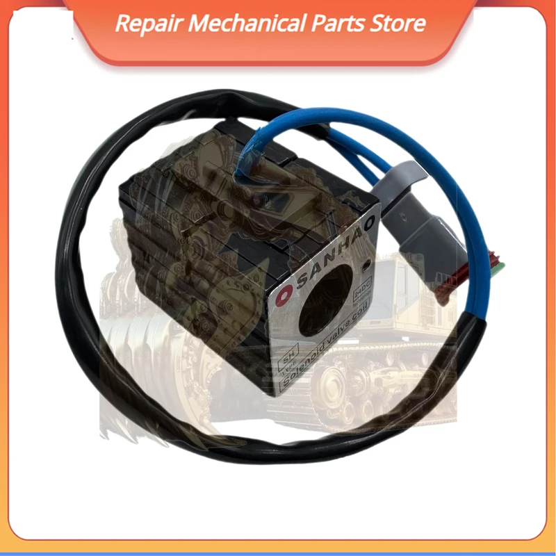 

24v Solenoid Valve Coil Small Square Plug Fit For Sany Construction Machinery Parts