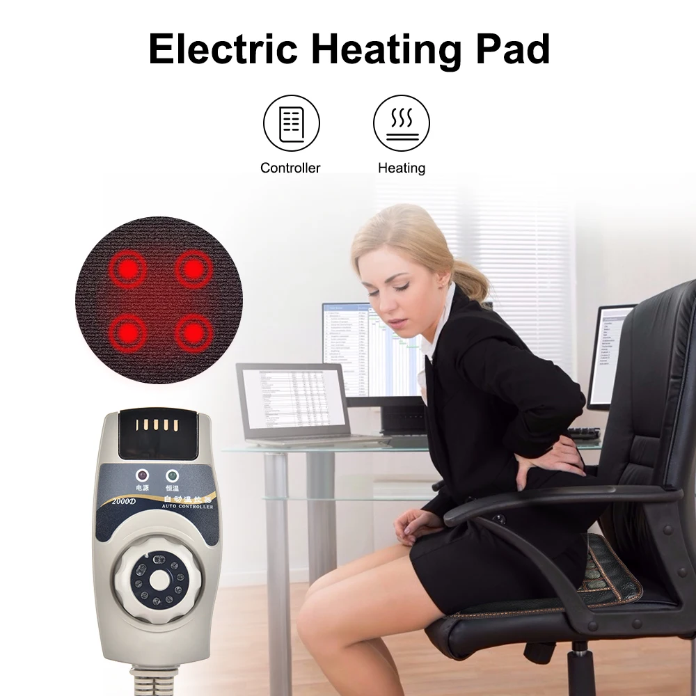 Heating Pad Jade Health Care Pad Tourmaline Far Infrared Heating Therapy Jade Stone Seat Massage Cushion for Pain Relief Warm