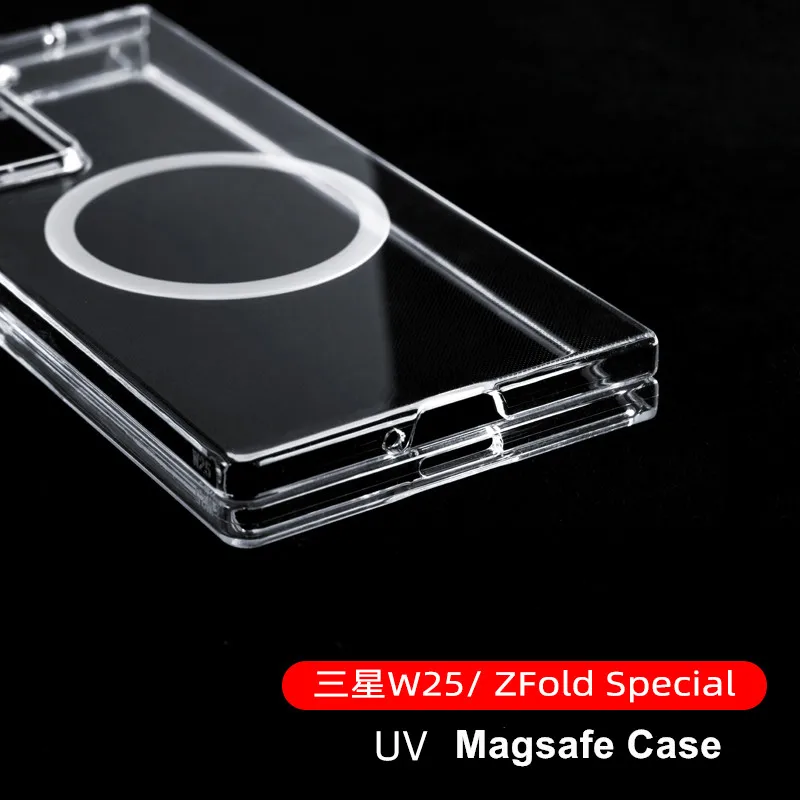 2in1 Transparent UV Anti-Scratch For Magsafe Case For Samsung Galaxy Z Fold 7 SE FoldSE W25 Magnetic Clear Hard PC Thin Cover