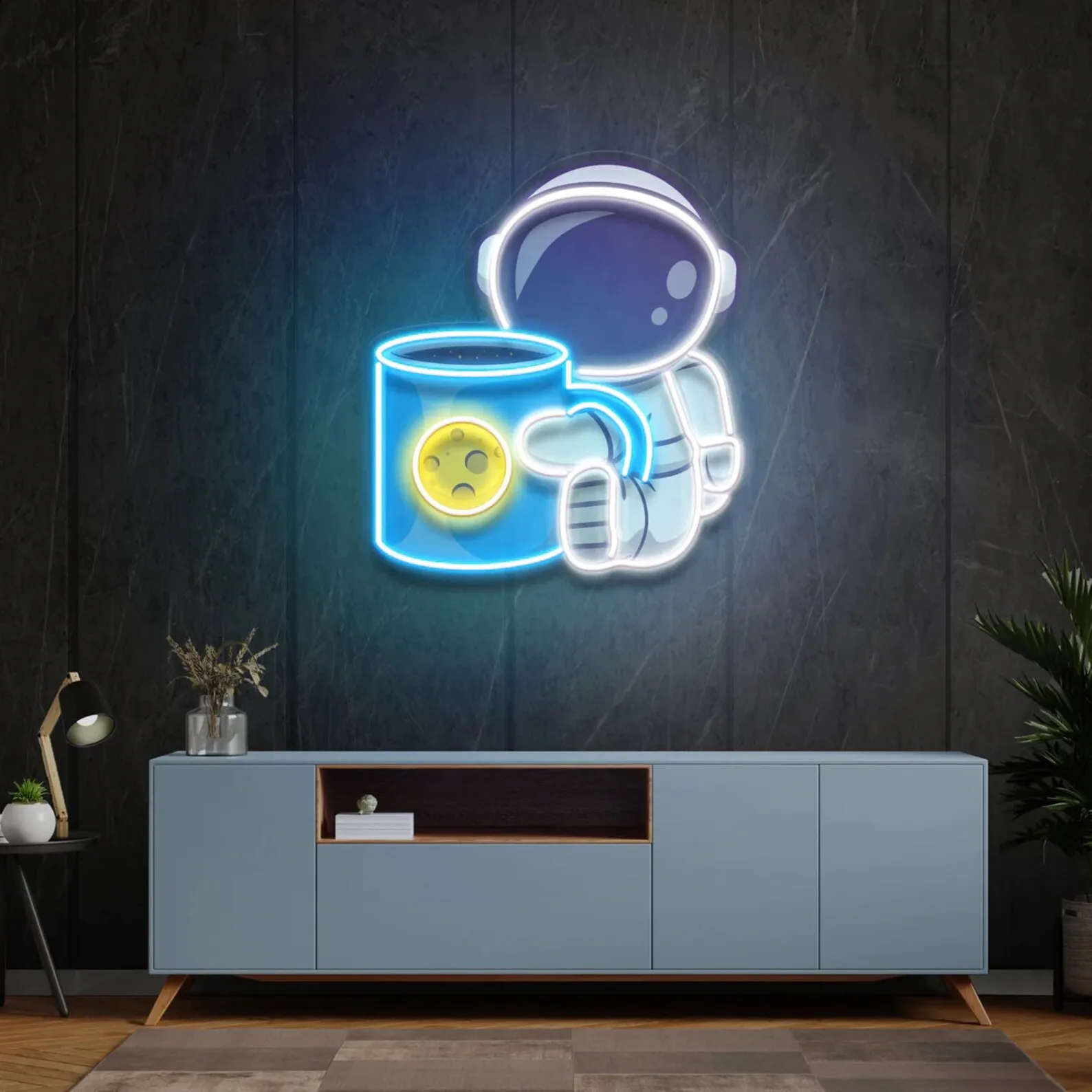 Imagem -05 - Astronauta Led Neon Sign Arte Acrílica Impressão uv Quarto Decoração de Casa Quarto de Negócios Personalizado