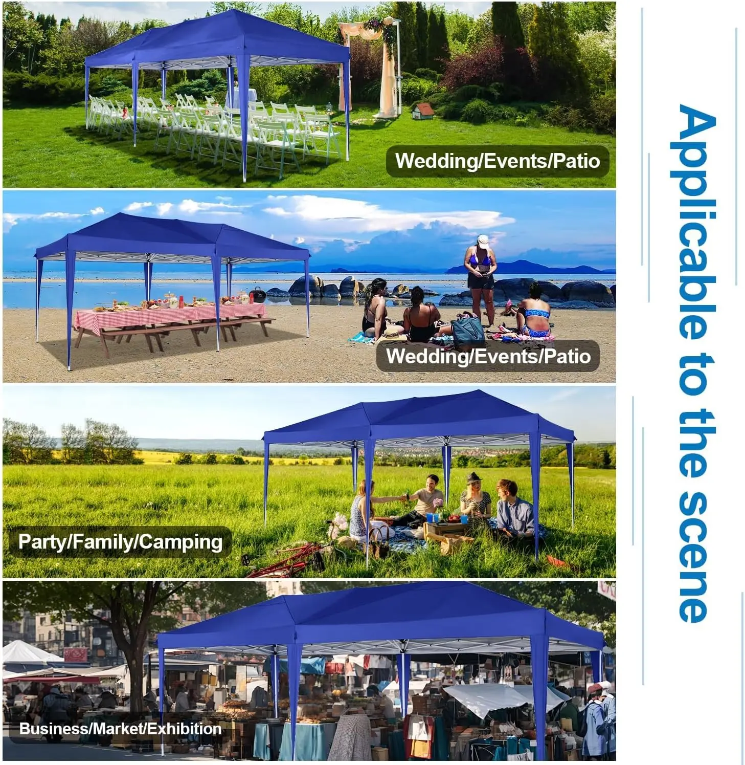 10x20 Pop up Canopy Tent with 6 Sidewalls,Waterproof Portable Outdoor Canopy 10x20 Ez up Instant Shelter Tent for Parties USA