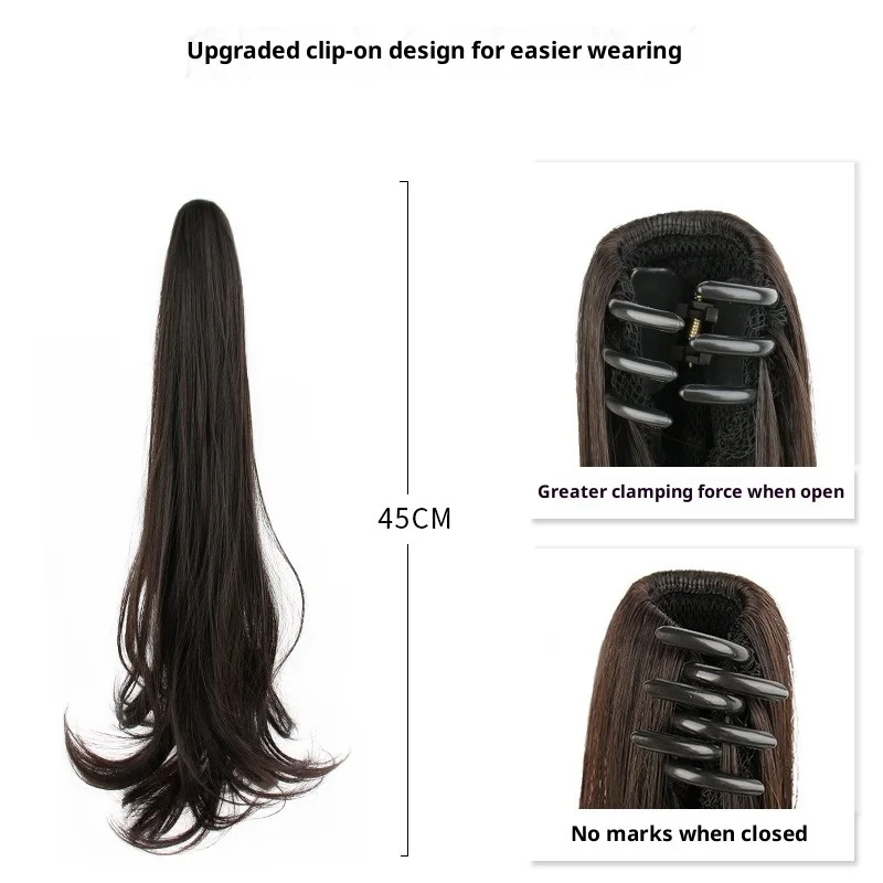 شعر مستعار اصطناعي ذيل حصان قبضة مجعد قليلا للنساء كليب ارتفاع درجة الحرارة الحرير الطبيعي رقيق الشعر الطويل سيدة مجعد الشعر كاذبة