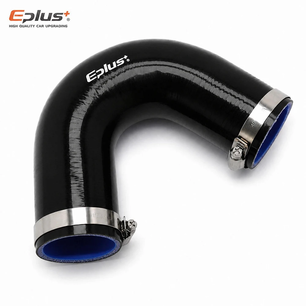 EPLUS Schwarz 135 °   V-förmiger Silikonschlauch 4-lagig verstärkt Universal Luftansaug-Turbo-Ladeluftkühler-Rohrverbinder