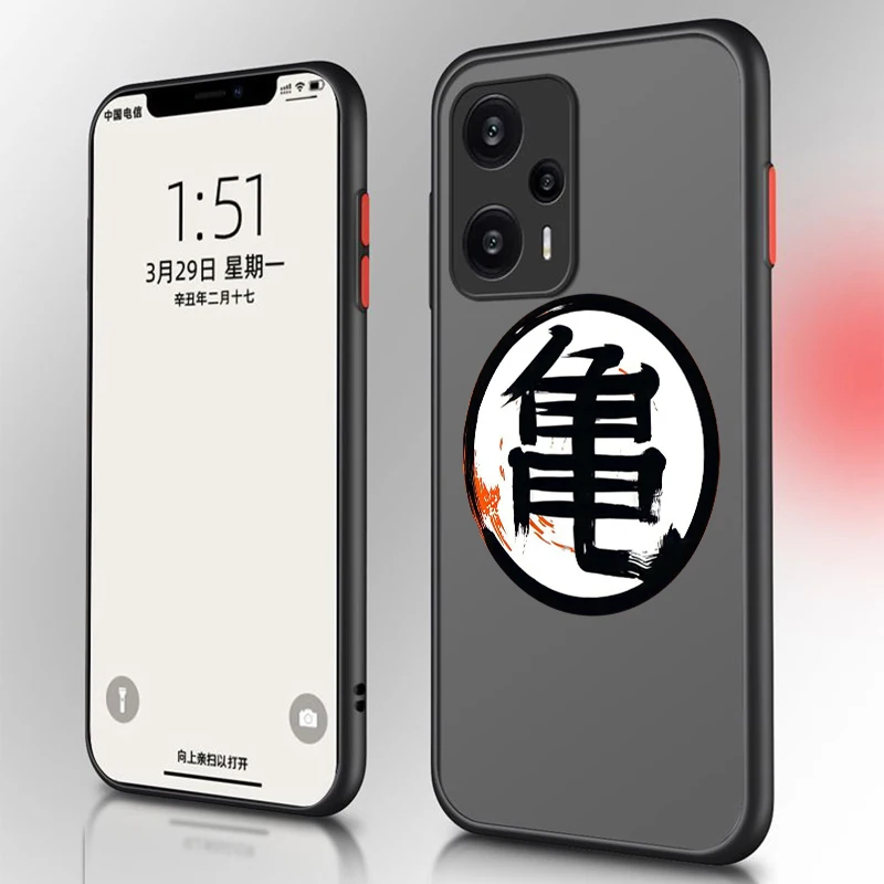 ドラゴンボールのロゴが付いた半透明の携帯電話ケース,iPhone x5,x4,x3,nfc,x2,m5s,m4,m3,m2,c55,c51,c40用のつや消し電話ケースc31,f5,f4,gt pro