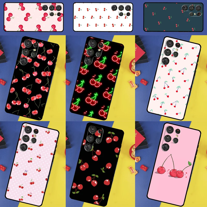 Cherry Fruit Cute Collage Phone Case For Samsung Galaxy S24 Ultra S9 S10 S20 FE S21 S22 S23 Plus S25 Ultra Back Cover