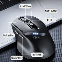 Inphic DR5 Silent Office/Gaming Mouse 5-speed DPI Wireless Mouse Grid Power Display Supports Multi-device Bluetooth Connection