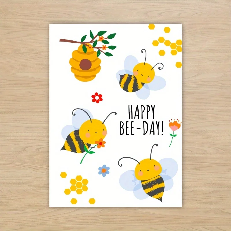 1pc, Happy Birthday Card, Cute Card, Funny Bee Birthday Card, Humorous Birthday Card, Happy Bee Day, Hilarious Pun Birthday Card - view 6