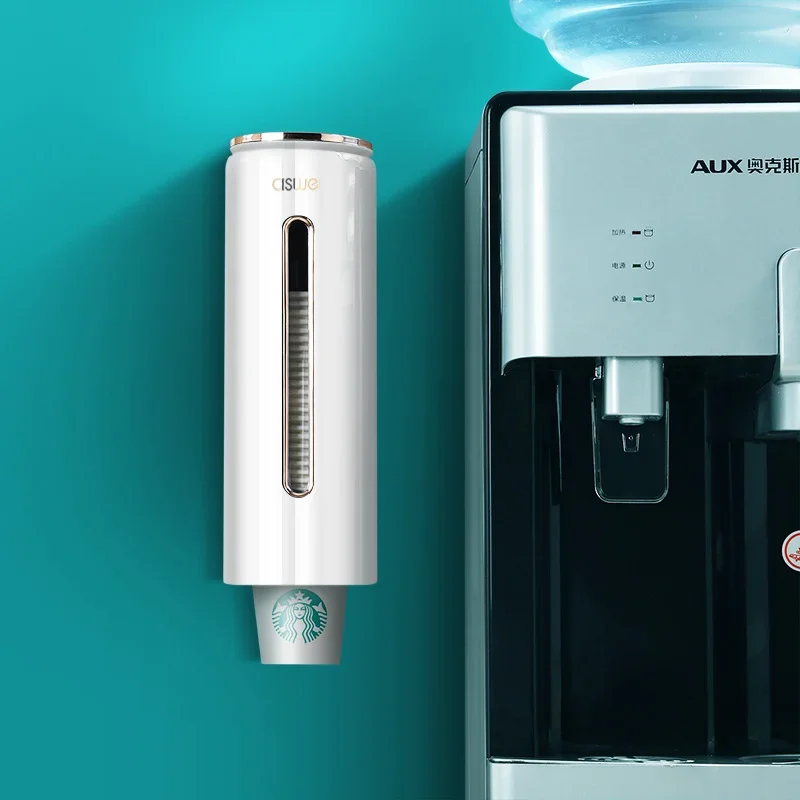 

Drop Cup Remover Plastic Cup Holder Container for Home Office Wall Mounted Disposable Paper Cup Dispenser with Automatic