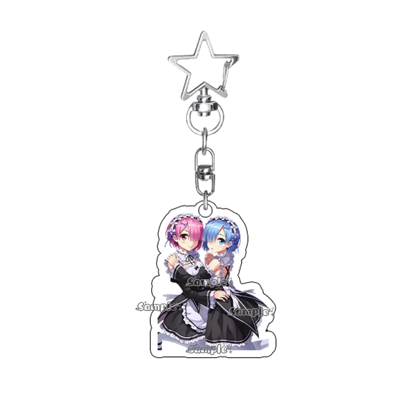 Anime Beatrice Rem Accessory Keychain Acrylic Character Re:ZERO -Starting Life in Another World Backpack Charm Pendant Key Ring view 5