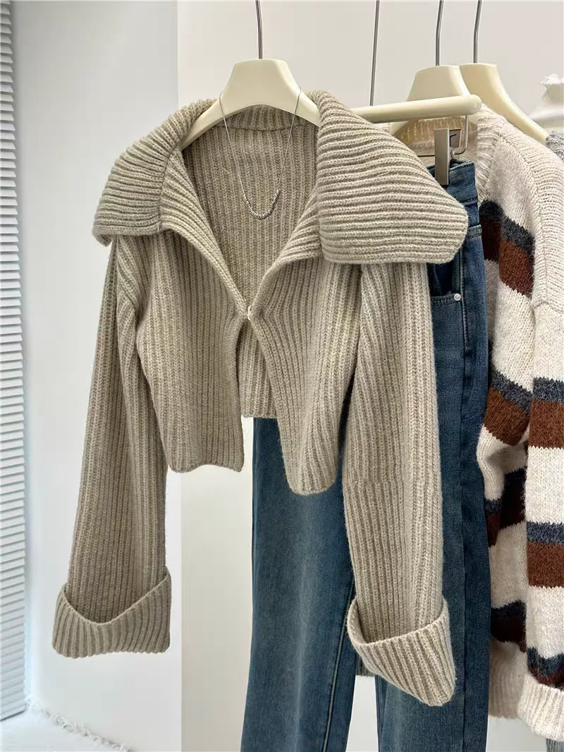 Thiened tricoté ort Cardigan femmes Faionable coréen Sle printemps automne hiver chaud couleur Pure boutonné pull haut