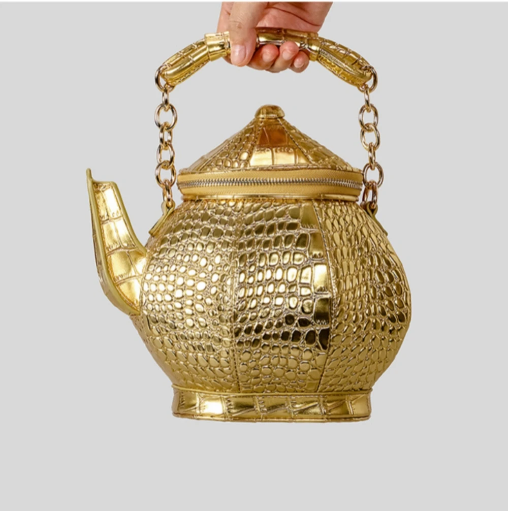 

Персонализированная креативная сумка в форме чайника с крокодиловым узором, женская сумка на плечо в форме горшка для вина, повседневная сумка через плечо из искусственной кожи для взрослых