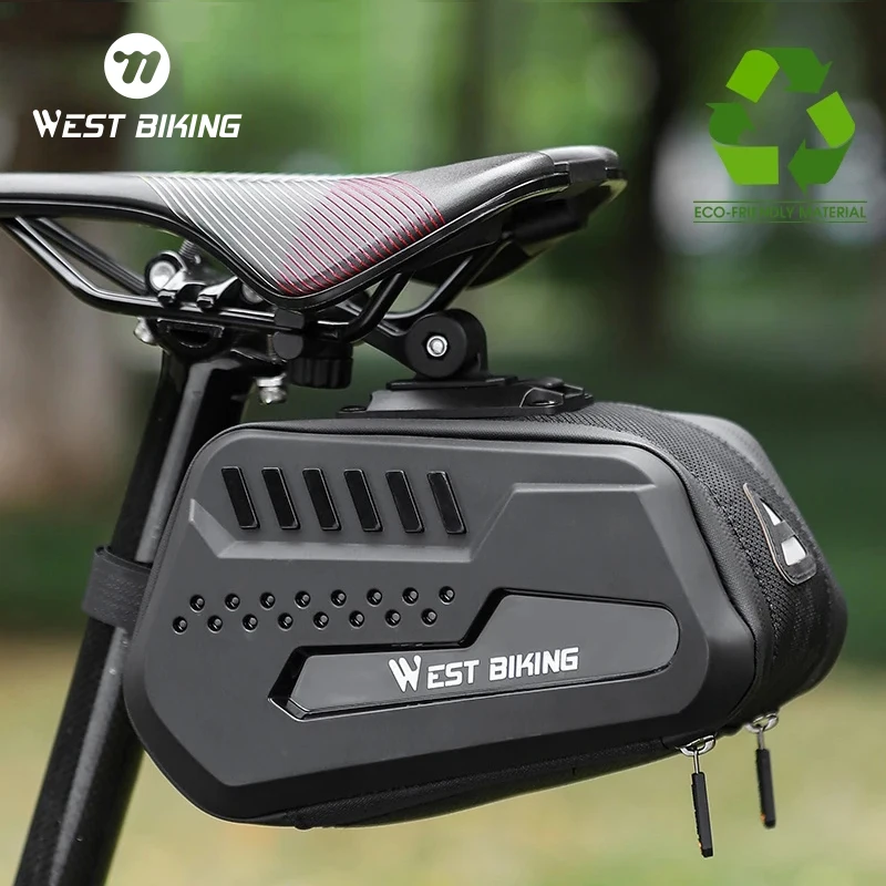 WEST BIKING Waterproof Saddle Bag For Bicycle Hard Shell Double Pouch Quick Release Bike Seat Tail Bag 2.6-2.7L Cycling Tool Bag