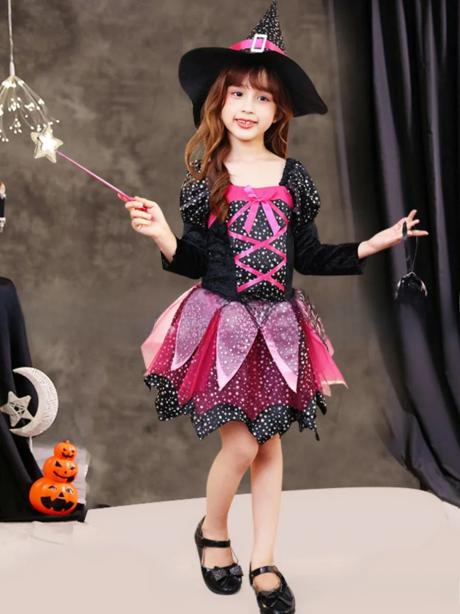 Nuovo costume da strega loween Abiti da spettacolo per bambini Cosplay Gonna da principessa per ragazze Puntelli di scena Tema Fairy T