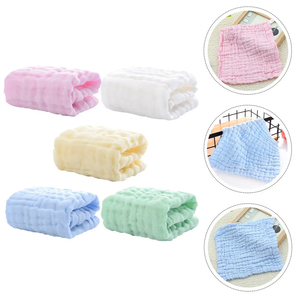 

5Pcs Smooth Cotton Baby Handkerchiefs Gentle on Skin Absorbent Square Towels for Infants Burp Bibs Drool Towels Newborn Face