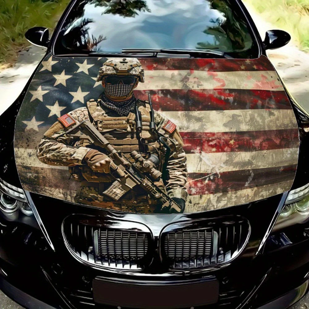 

Star-Spangled Guardian graphic car vinyl wraps, car hood decals, showing the charm of American soldiers.