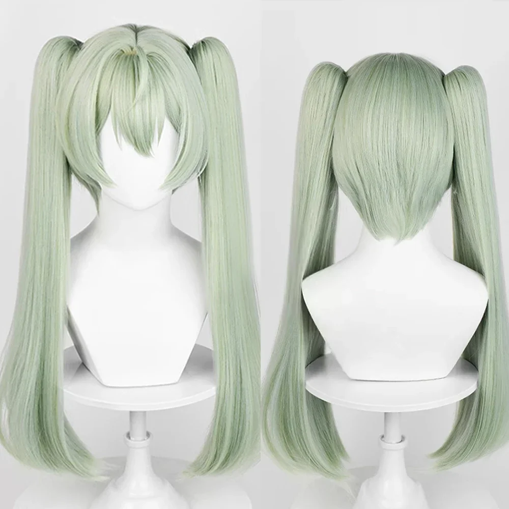 

Zenless Zone Zero Corin Wickes Wig Synthetic Long Straight Green Double Ponytails Game Cosplay Wig for Daily Party