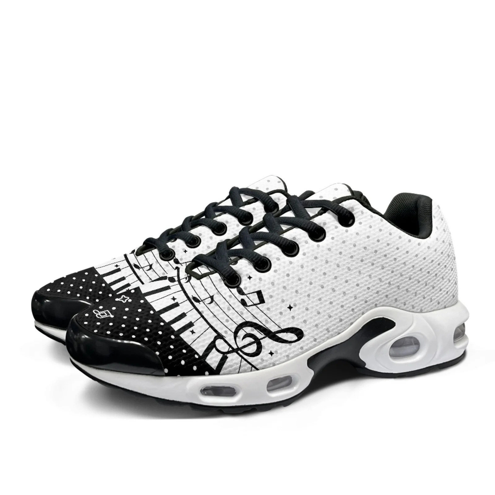PENSTROLL Music Note Piano Pattern Mesh Jogger Athletic Sneakers for Men, Thick Soled Air Cushion Tennis Sport Cross Trainers