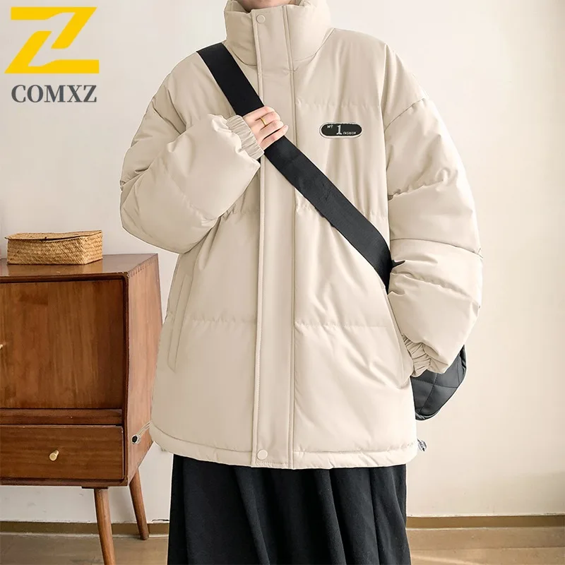 

COMXZ 2024 Autumn Winter Hong Kong Style Couple Hooded Cotton Waterproof Down Cotton Thick Coat Loose Casual Versatile Puffer