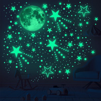 435pcs Radiant Luminous Star & Moon Wall Stickers - Illuminate Your Space with Glow-in-the-Dark DIY Wall Art - Aesthetic Home &