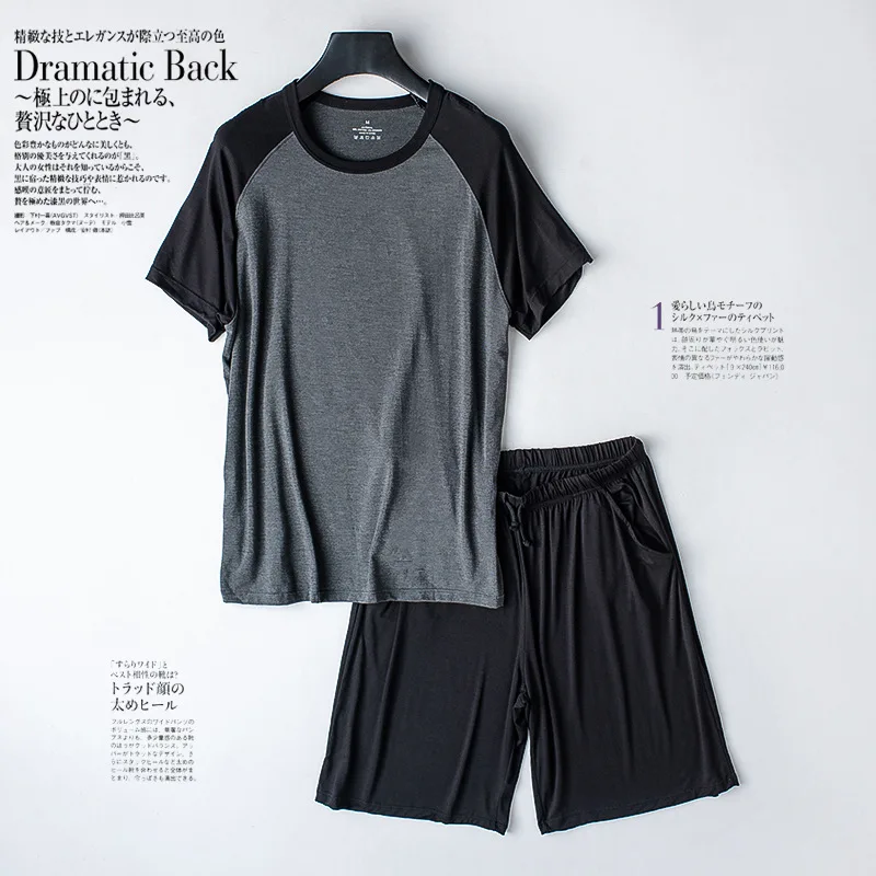 Modal Summer Pajamas for Men thin section loose short sleeve shorts can be worn outside sports home service suit men sleepwear