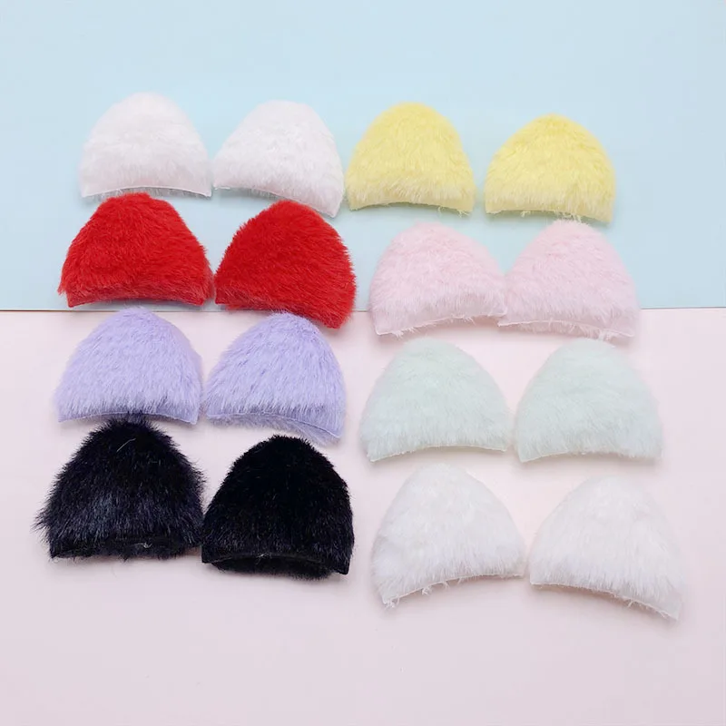 42Pcs 4*3.4CM Two Side Felt Cat Ear Padded Appliques For Children Hat Sewing DIY Headband Hair Clip Accessories Patches