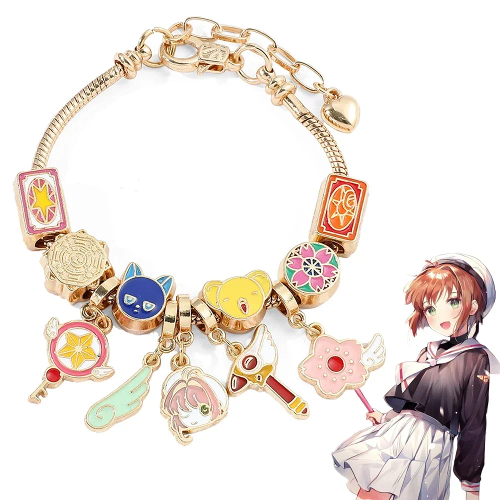 Anime Card Captor Sakura Cosplay Bracelet Kawaii Magic Wand Peandant Beads Fashion Pendant Bracelets Jewelry Christmas Gifts