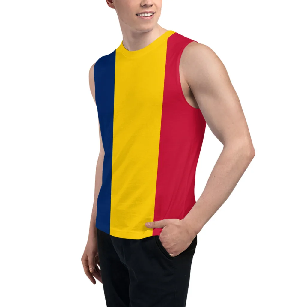 Sleeveless T-shirt Chad Flag 3D Men's Boys Tshirt Gyms Tank Tops Fitness Joggers Basketball Training Vest