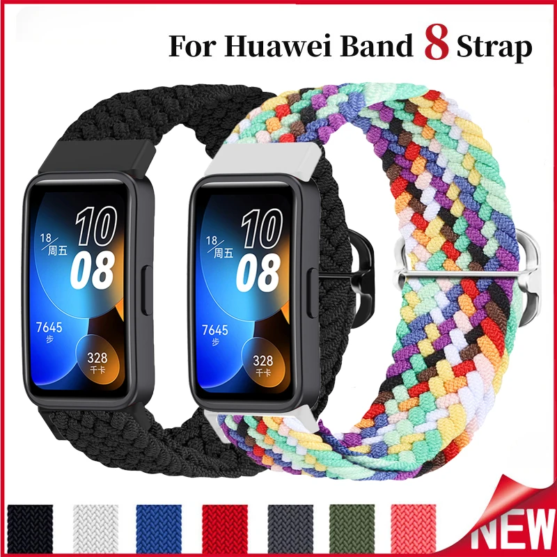 Adjustable Nylon Strap for Huawei Band 8 Breathable Replacement Wristband Woven Elastic Bracelet for Huawei Band8 Accessories