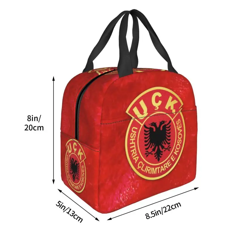 Kosovo Liberation Army UCK Insulated Lunch Bags for School Office Old Albania Flag Eagle Portable Cooler Thermal Bento Box Kids