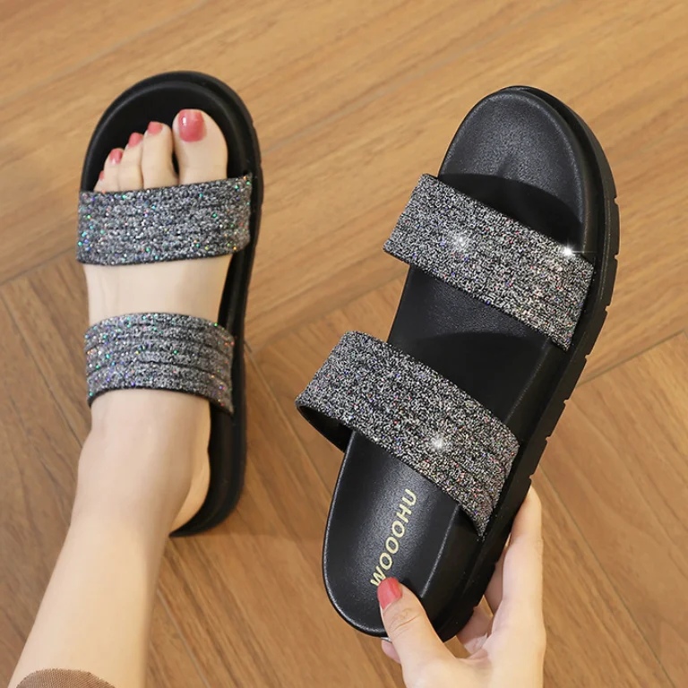 

Новые женские летние модные сандалии с двойным ремешком, уличная одежда, классические тапочки в Корейском стиле Sle Beach oes с противоскользящим дезодорантом