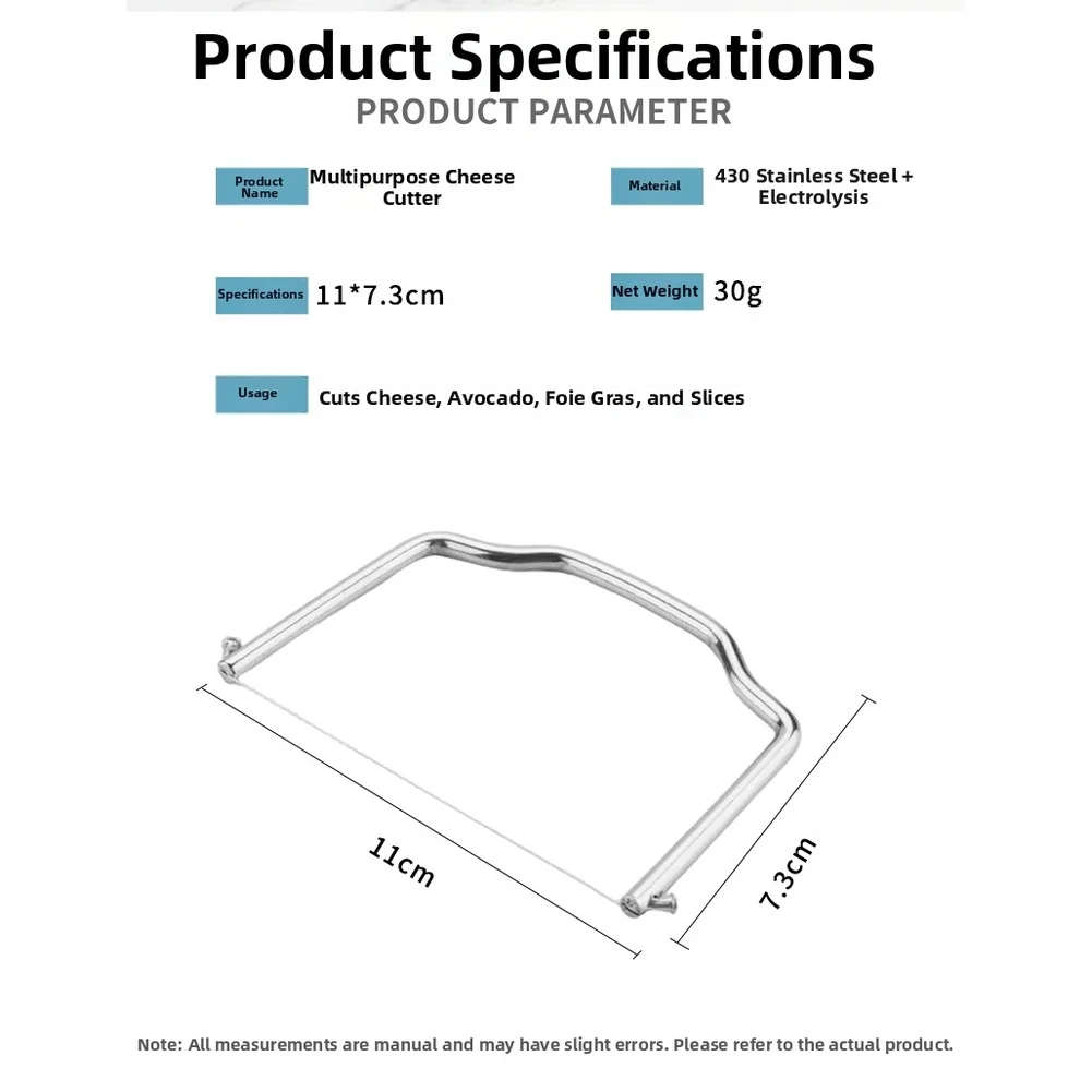

Avocado Cutter Cheese Slicer 430 Stainless Steel Electrolysis Finish Straight-line Cutting Wire Stable Cutting Wire