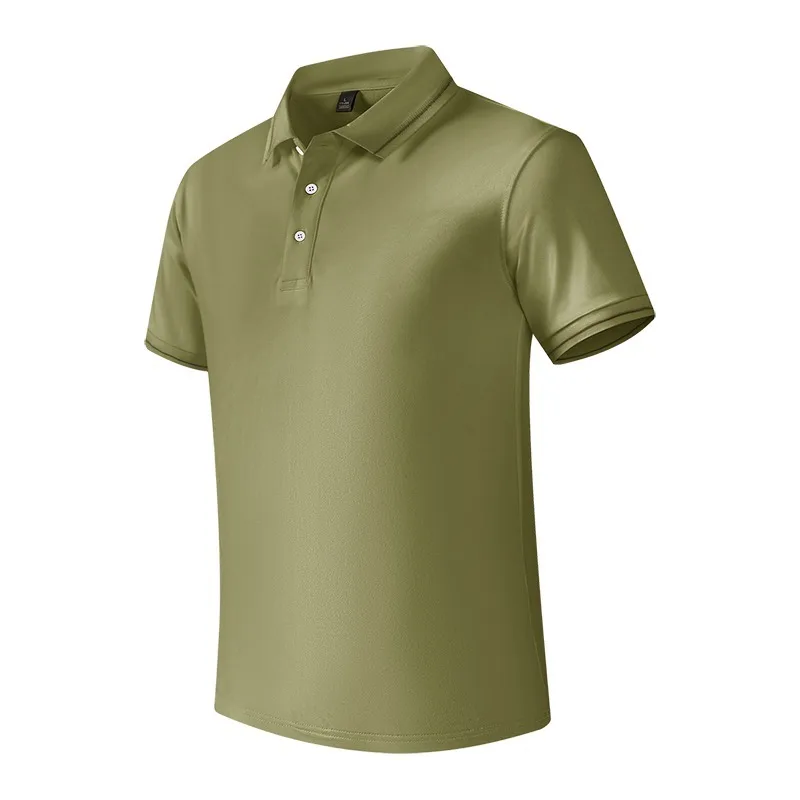 Men's Business Casual Short Sleeve Polo Shirt Contrast Trim Button Placket Breathable Knit Top