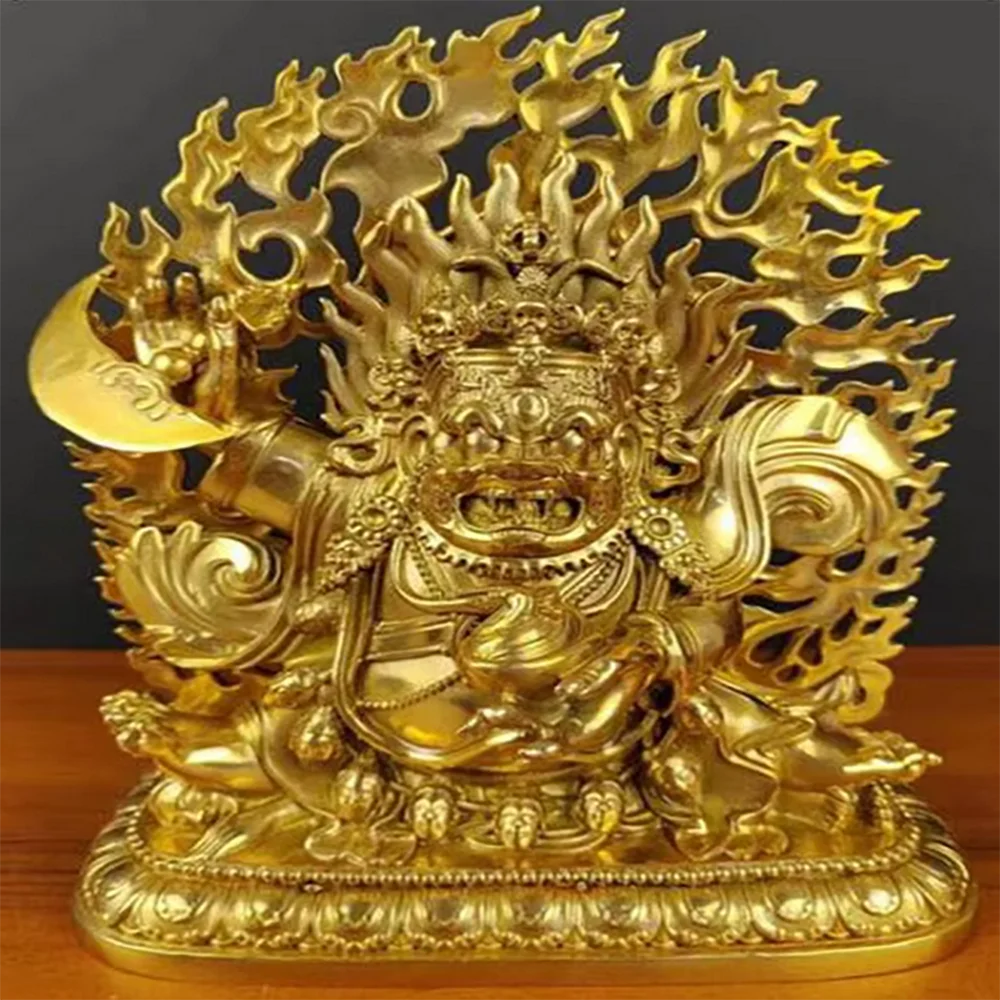 Pure Copper Tantric Tibetan Nepalese Finely Crafted Black Robe Vajra Protector Two-Armed Big Black Sky Mahagala Ornament