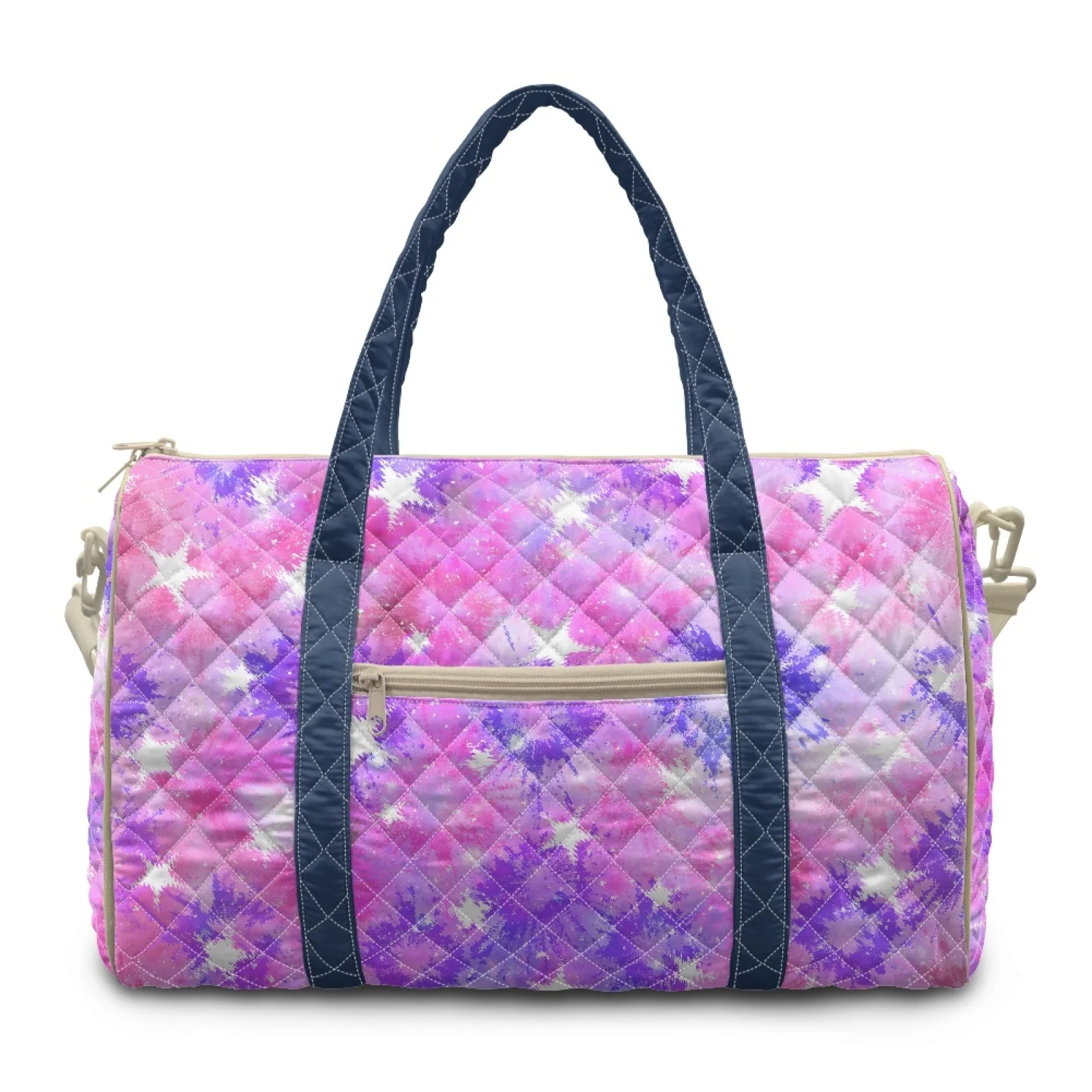 Coloranimal Pink Purple Tie Dye Quilted Duffle Bag Polyester Large Compartment Travel Bag for Beach New Trend
