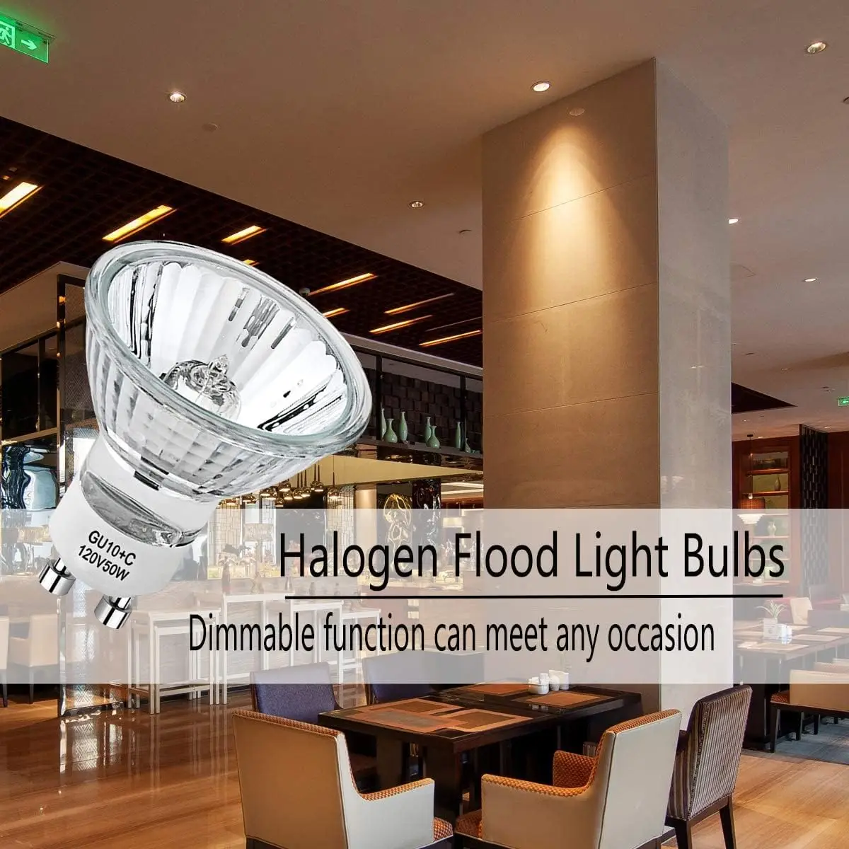 3-Piece GU10 Bulb Halogen 120V 230V 50W, Dimmable, MR16 GU10 Light Bulb Long Lasting Lifespan for Track&Recessed Lighting