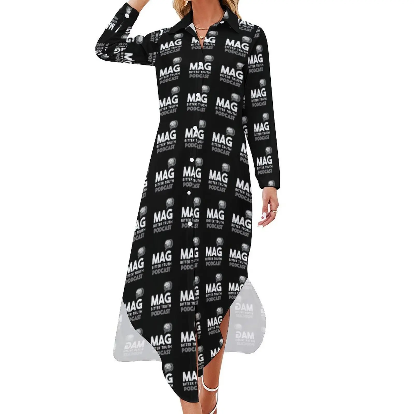 

MAG BITTER TRUTH PODCAST Long Sleeved Shirt Dress birthday dress sexy dress Summer dresses for women