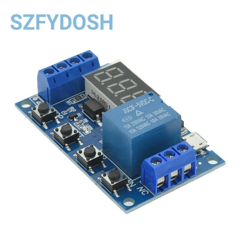 1 Channel 5V Relay 6-30V Relay Module OFF/ON Switch Trigger Time Delay Circuit Timer Cycle 999 Minutes Adjustable XY-J02