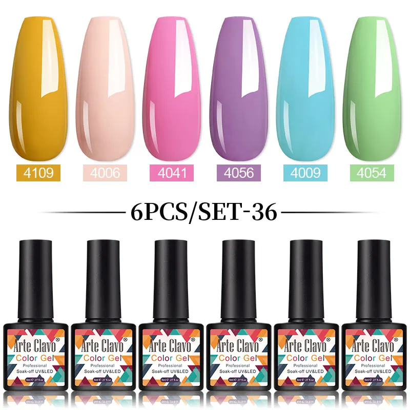 Arte Clavo 6 unids/set 8ml Kit de esmalte de uñas de Gel con purpurina Ultra brillo Color desnudo Gel Nail Art Soak Off UV LED barniz de Gel para manicura