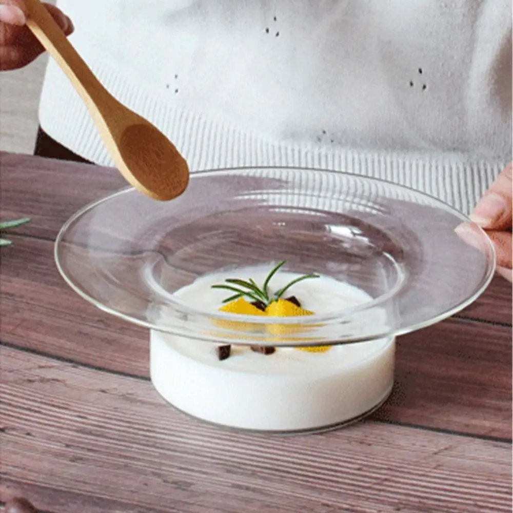Multifunctional Transparent Glass Bowl Straw Hat Shaped Decorative Fruit Salad Plate Household Juice Cup Coffee - Image 5