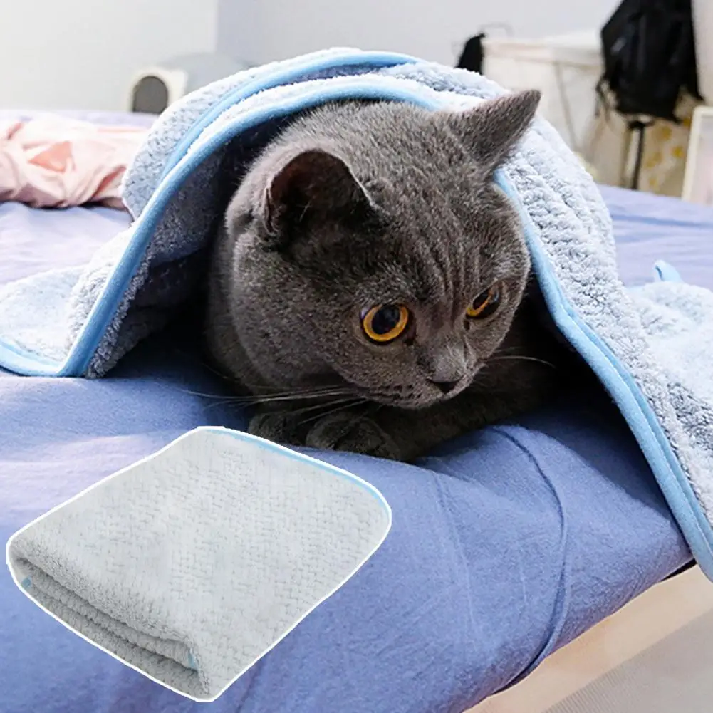 Pet Bath Towel Coral Fleece Thicken Cat Dog Towel Cold Protection Strong Water Absorption Kit Puppy Blanket Pet Supplies