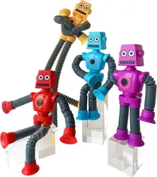 感覚的なロボットのおもちゃ,子供向けのキリンとポップチューブのおもちゃ,伸縮性のある吸盤,ギフト,4個