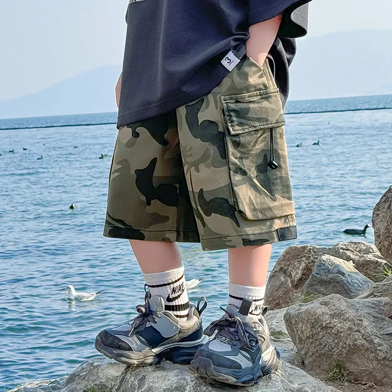 

Baby Boy Pants Boys Shorts Summer Wear 2024 New Children's Camouflage Overalls Summer Boys Style Loose Sports Fashion Pants
