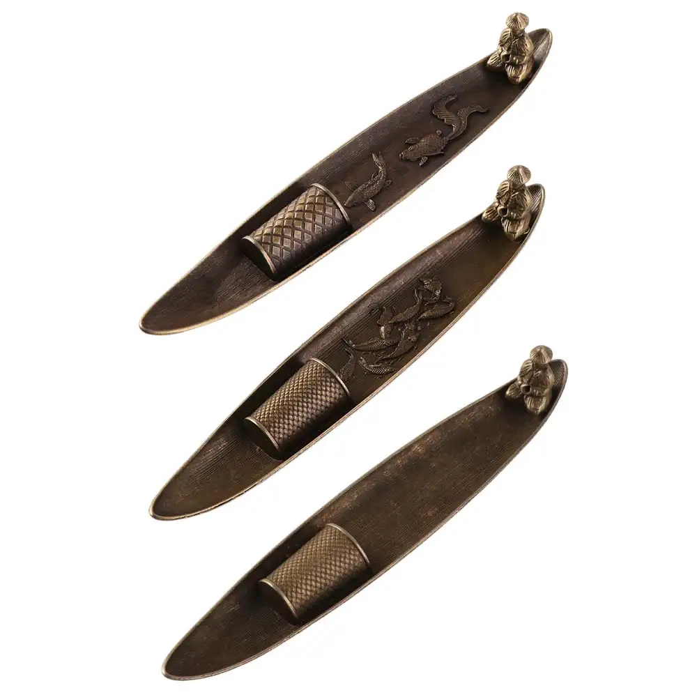 Creative Boat Shape Incense Holder Metal Old Men Fishing Incense Censer Sturdy Traditional Incense Stick Burner Meditation Space